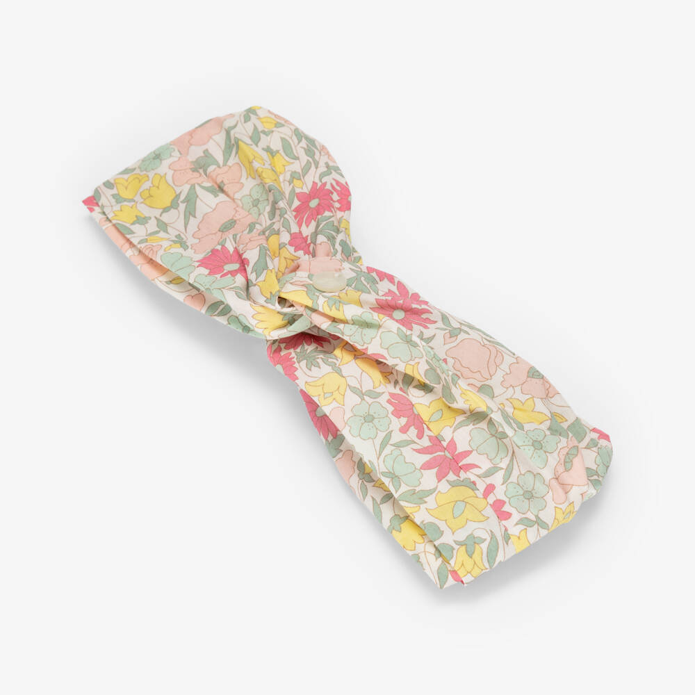 Tartine et Chocolat-Girls Pink & Yellow Headband with Liberty Print | Childrensalon