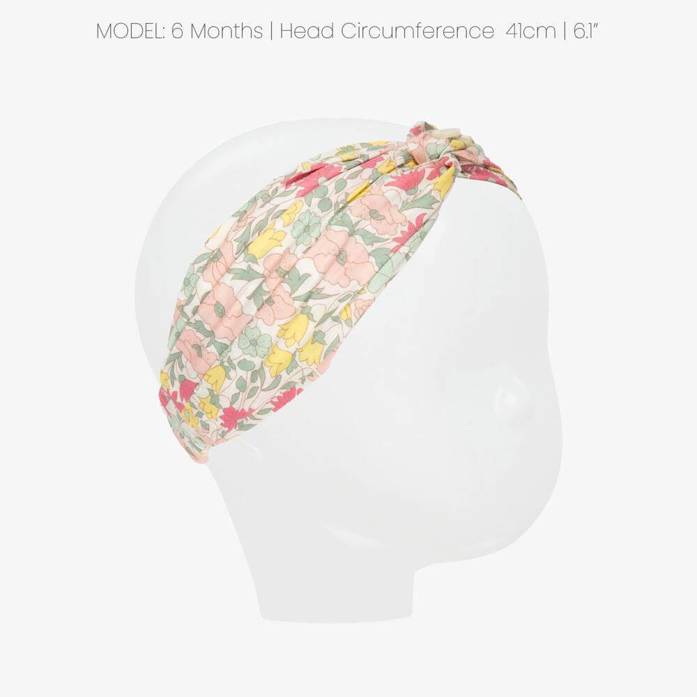 Tartine et Chocolat-Girls Pink & Yellow Headband with Liberty Print | Childrensalon