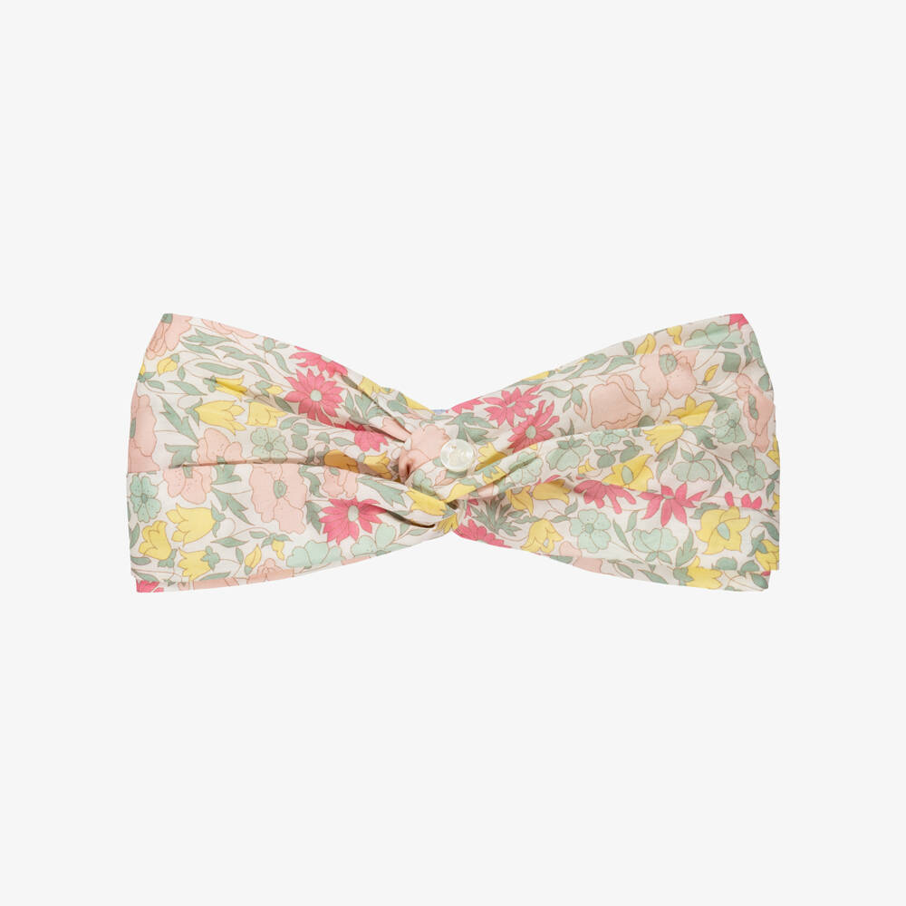 Tartine et Chocolat-Girls Pink & Yellow Headband with Liberty Print | Childrensalon