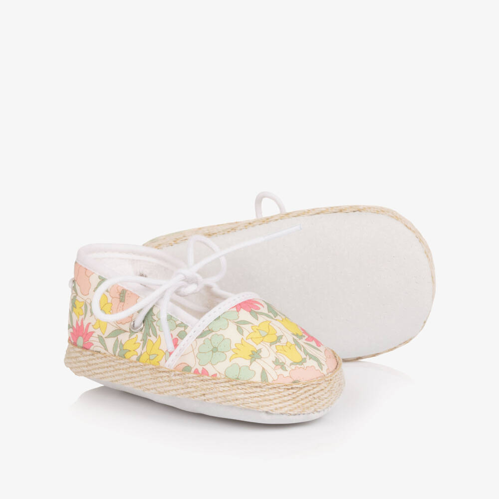 Tartine et Chocolat-Girls Pink & Yellow Pre-Walker Shoes with Liberty Print | Childrensalon