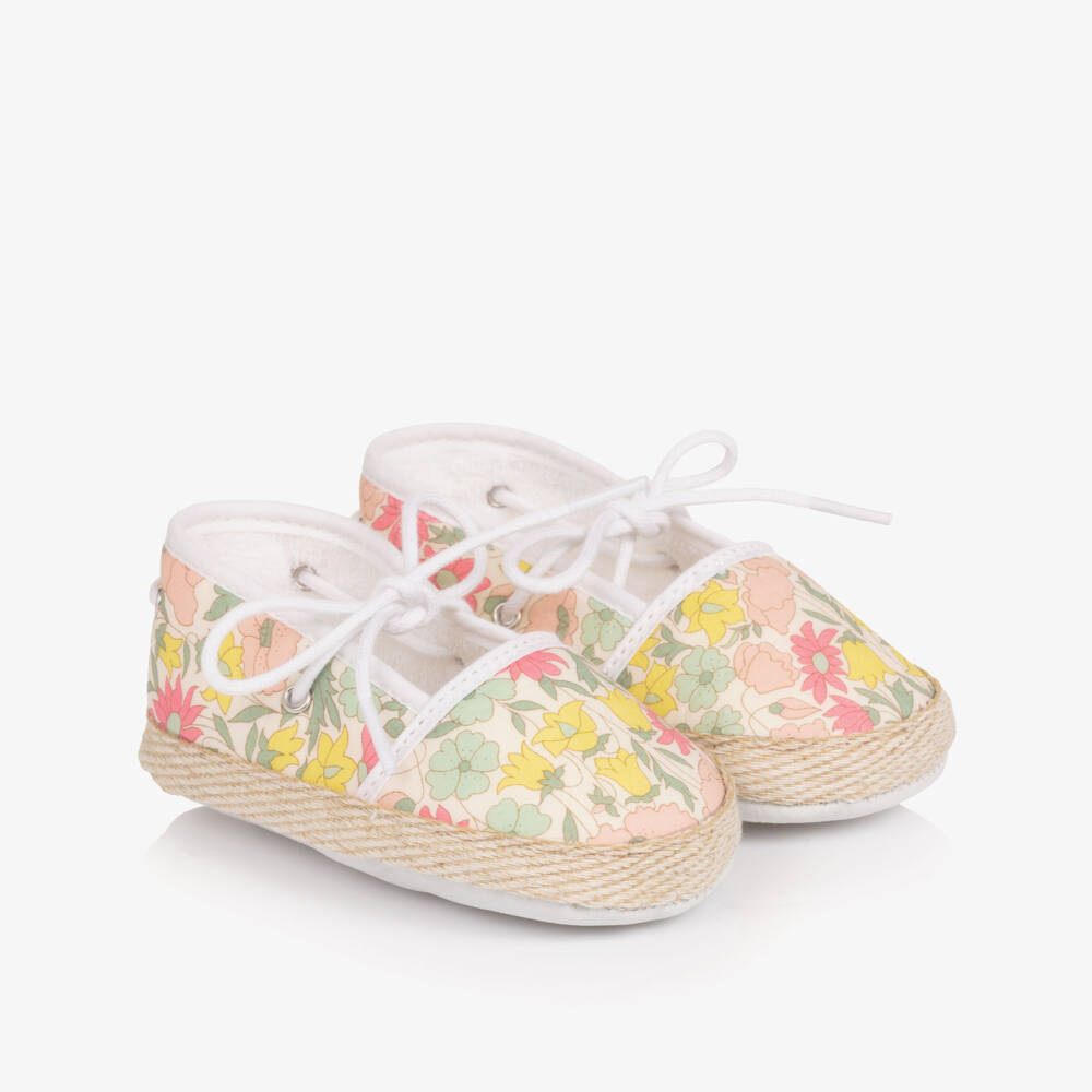 Tartine et Chocolat-Girls Pink & Yellow Pre-Walker Shoes with Liberty Print | Childrensalon