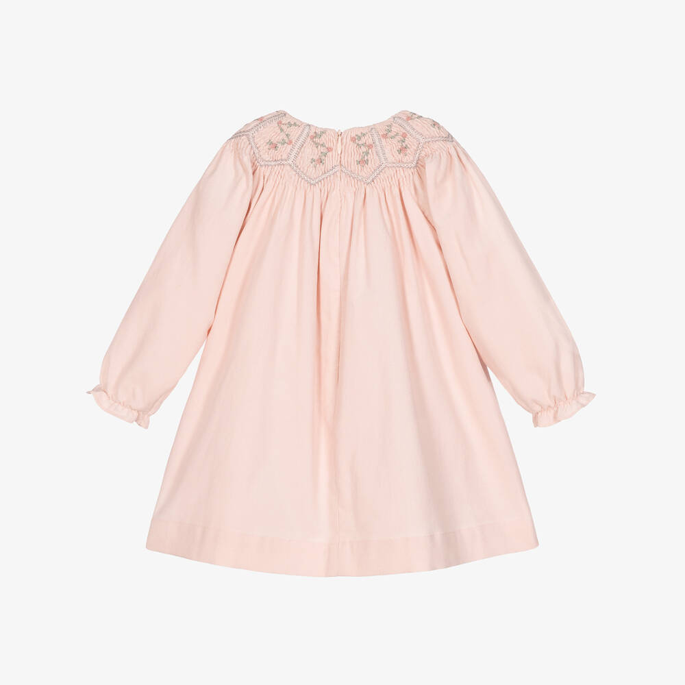 Tartine et Chocolat-Girls Powder Pink Smocked Corduroy Dress | Childrensalon