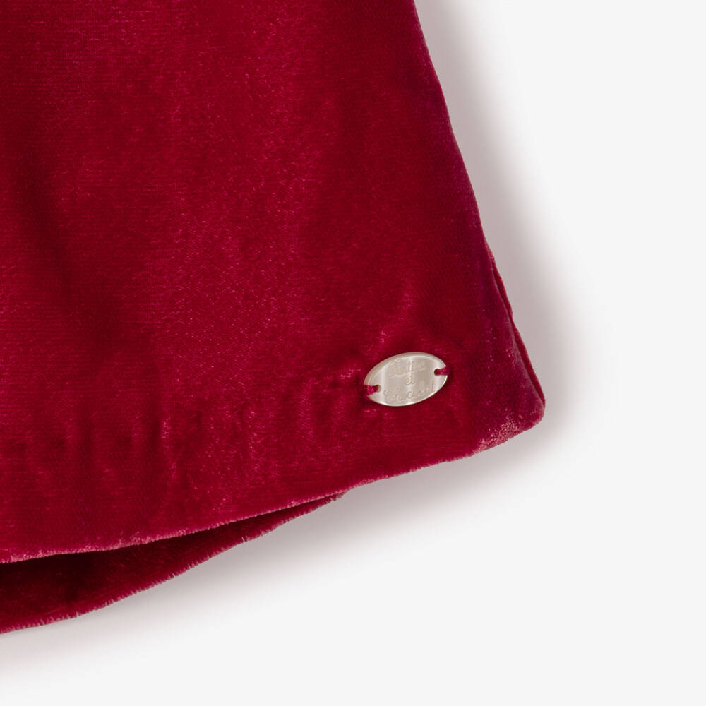 Tartine et Chocolat-Girls Red Velvet Dress with Lace Collar | Childrensalon