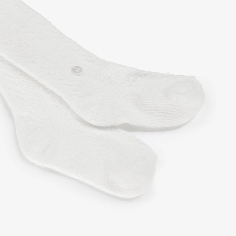 Tartine et Chocolat-Колготки белые из хлопка с кружевным узором для девочек | Childrensalon