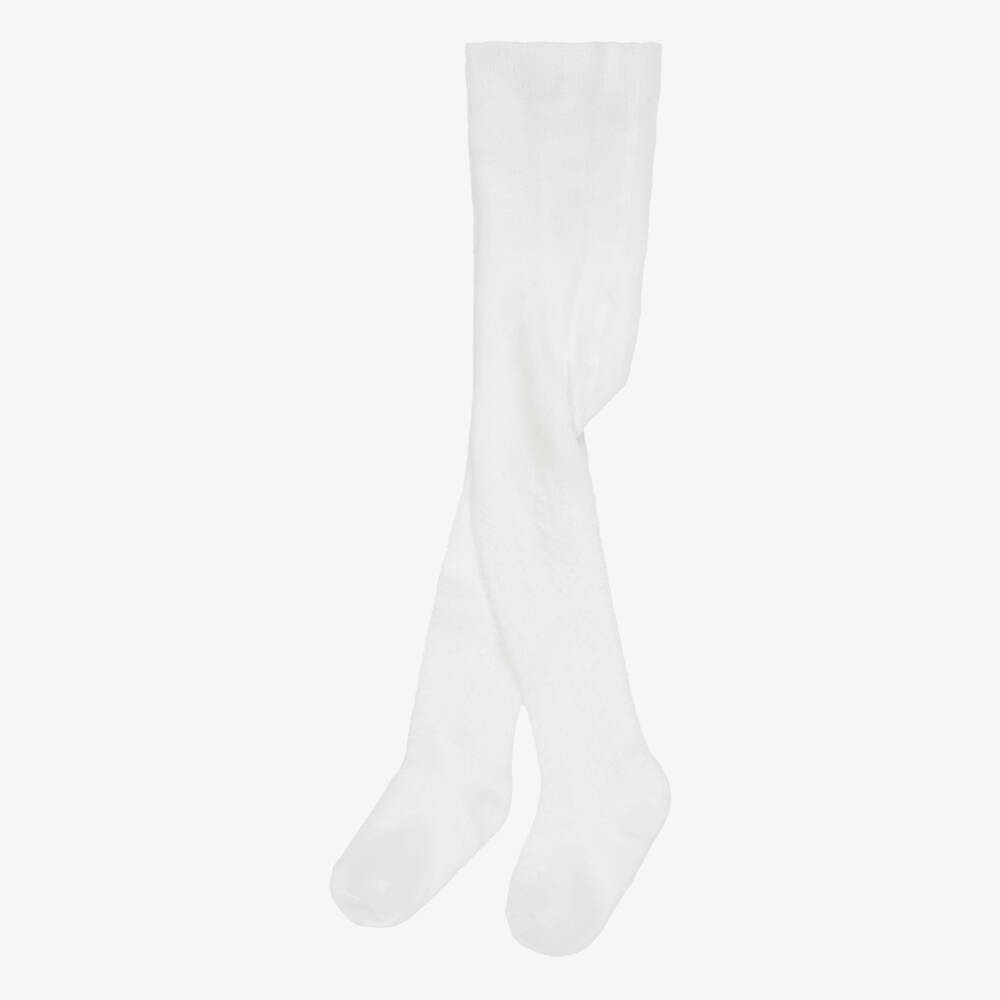 Tartine et Chocolat-Колготки белые из хлопка с кружевным узором для девочек | Childrensalon