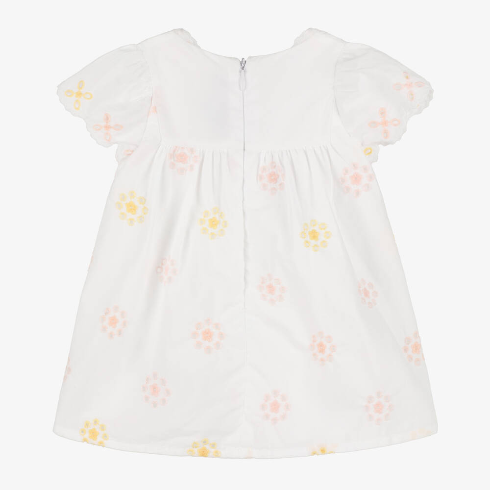 Tartine et Chocolat-Girls White Embroidered Floral Dress | Childrensalon