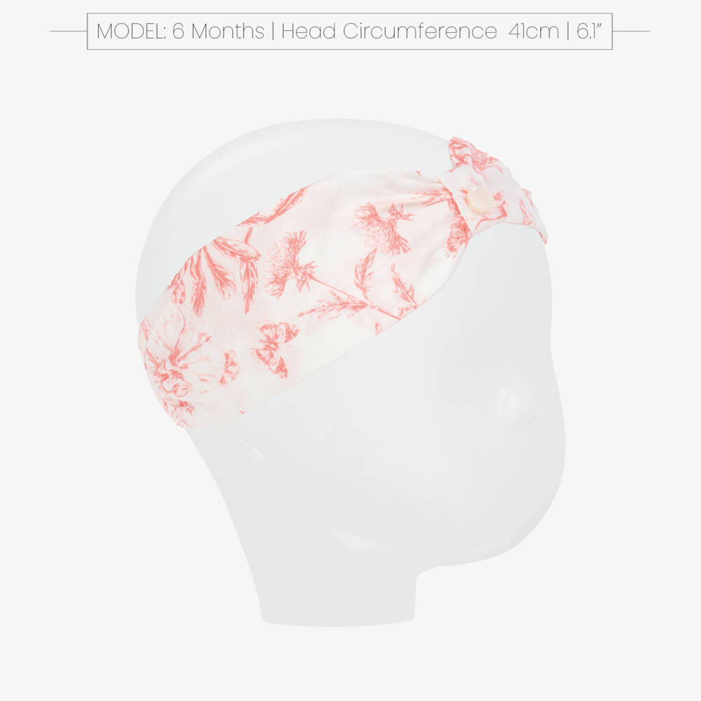 Tartine et Chocolat-Girls White & Red Floral Print Cotton Headband | Childrensalon