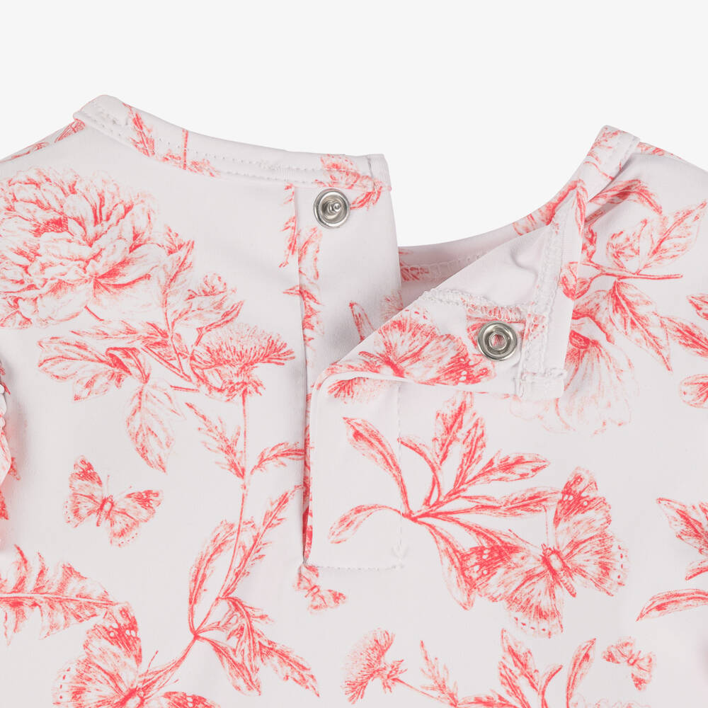 Tartine et Chocolat-Girls White & Red Floral Tankini with Ruffles | Childrensalon