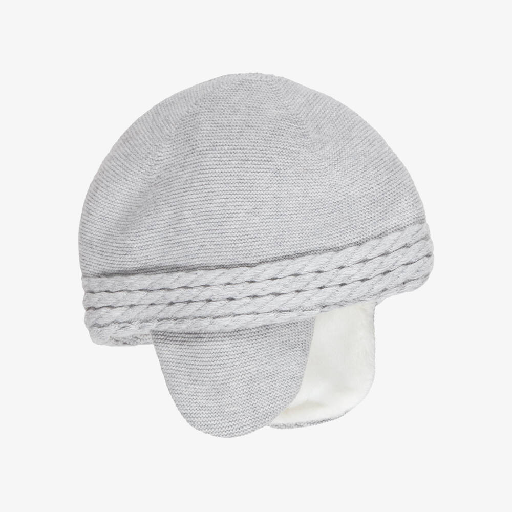 Tartine et Chocolat-Grey Knitted Hat with Ear Flaps | Childrensalon