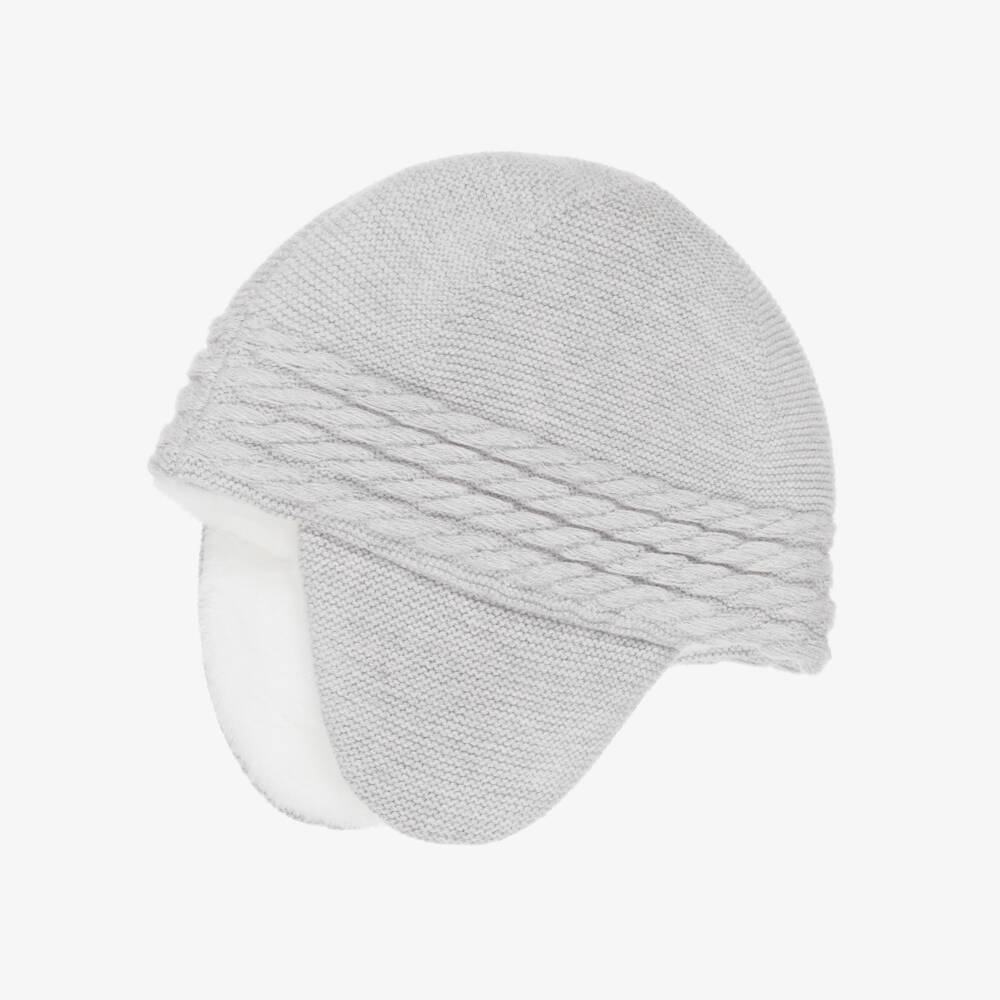 Tartine et Chocolat-Grey Knitted Hat with Ear Flaps | Childrensalon