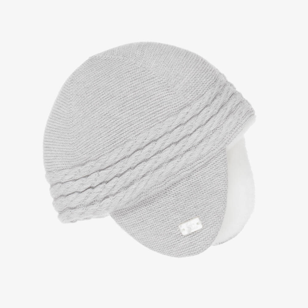 Tartine et Chocolat-Grey Knitted Hat with Ear Flaps | Childrensalon