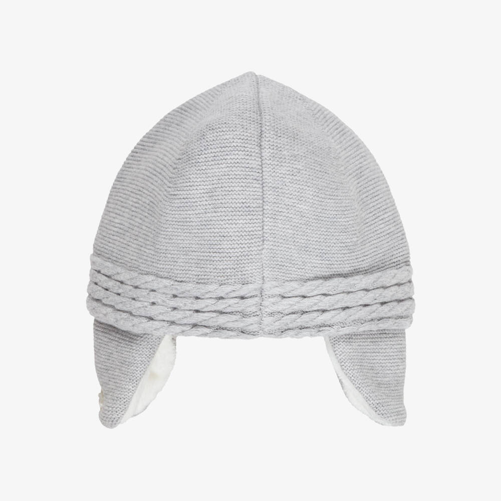 Tartine et Chocolat-Grey Knitted Hat with Ear Flaps | Childrensalon