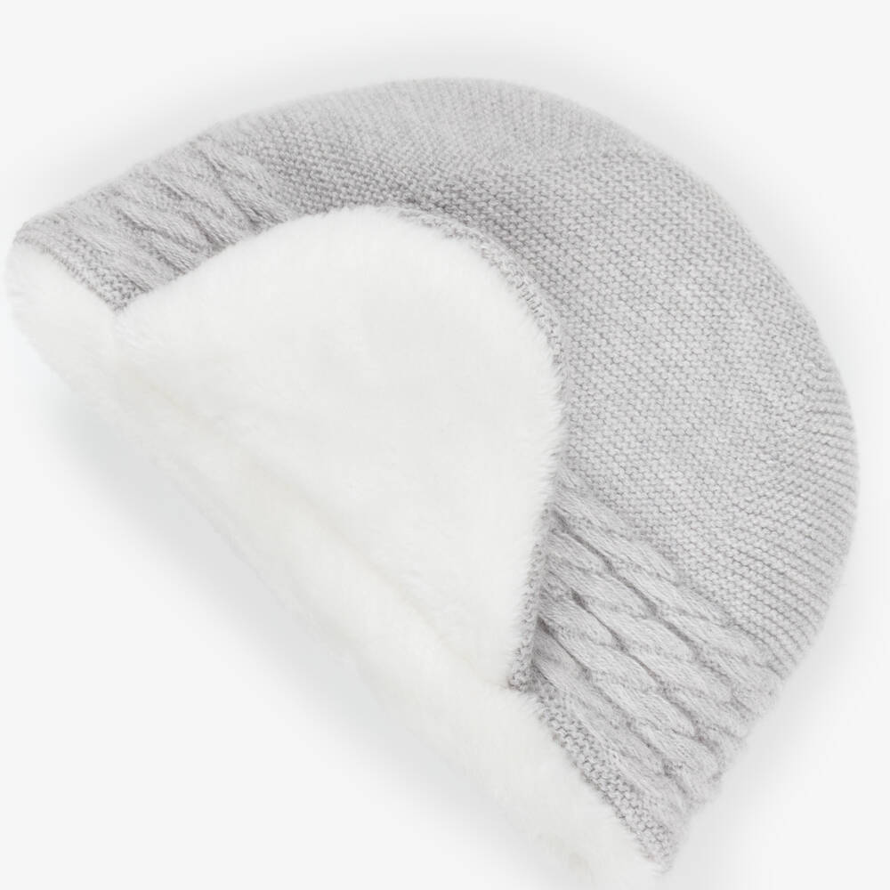 Tartine et Chocolat-Grey Knitted Hat with Ear Flaps | Childrensalon