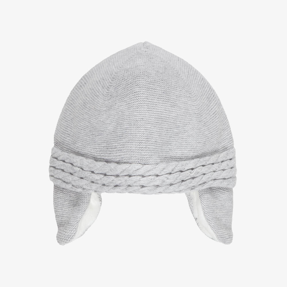 Tartine et Chocolat-Grey Knitted Hat with Ear Flaps | Childrensalon