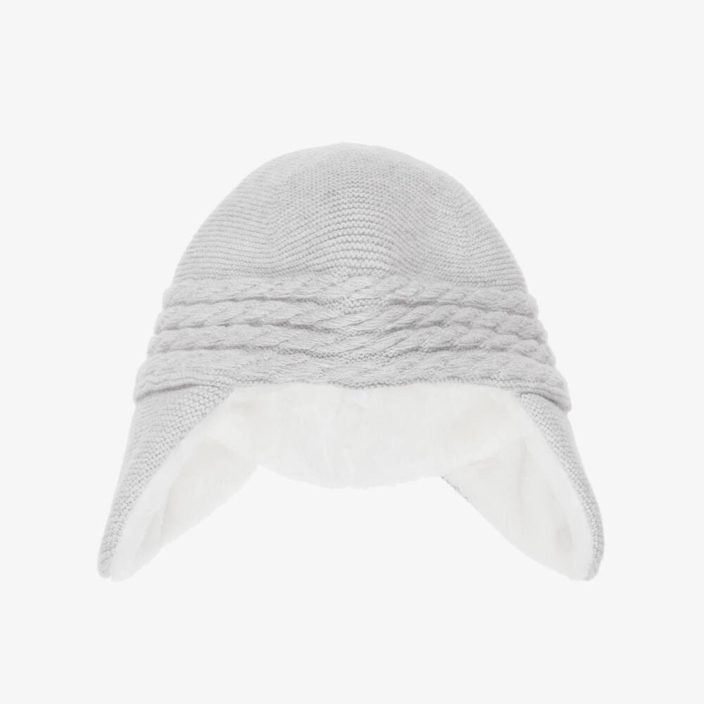 Tartine et Chocolat-Grey Knitted Hat with Ear Flaps | Childrensalon