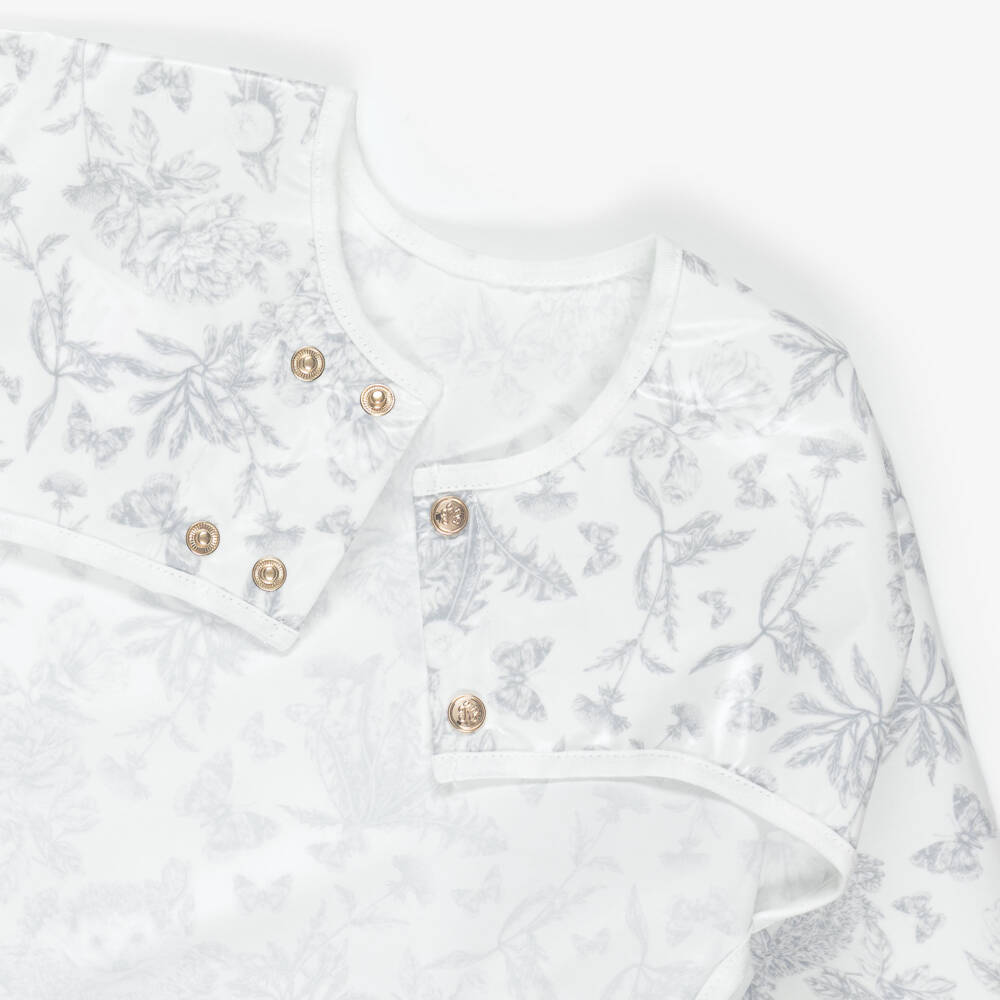 Tartine et Chocolat-Grey Toile De Jouy Apron Bib | Childrensalon
