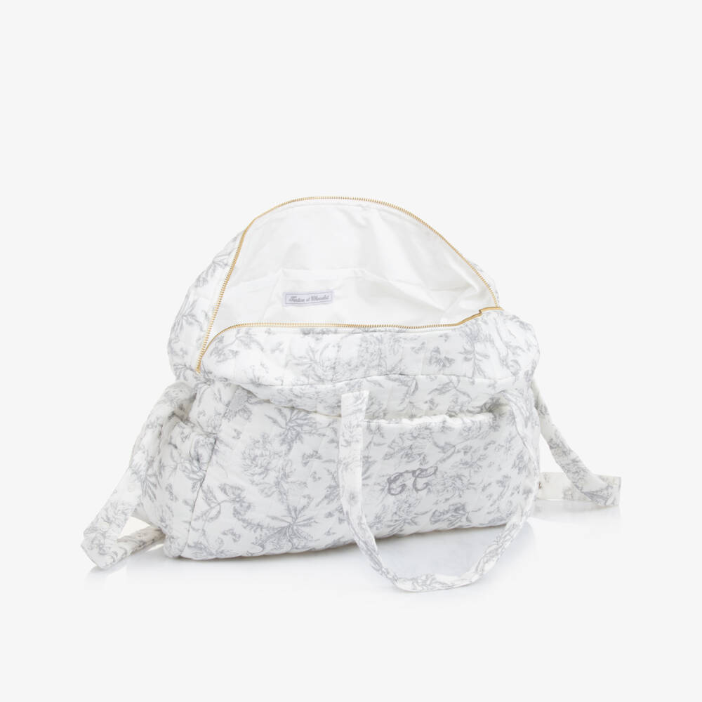 Tartine et Chocolat-Grey Toile De Jouy Changing Bag (41cm) | Childrensalon