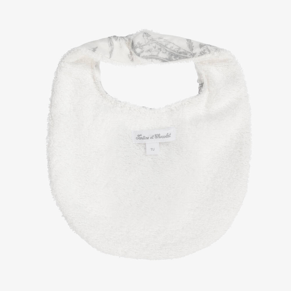Tartine et Chocolat-Бело-серый хлопковый слюнявчик туаль де жуи | Childrensalon