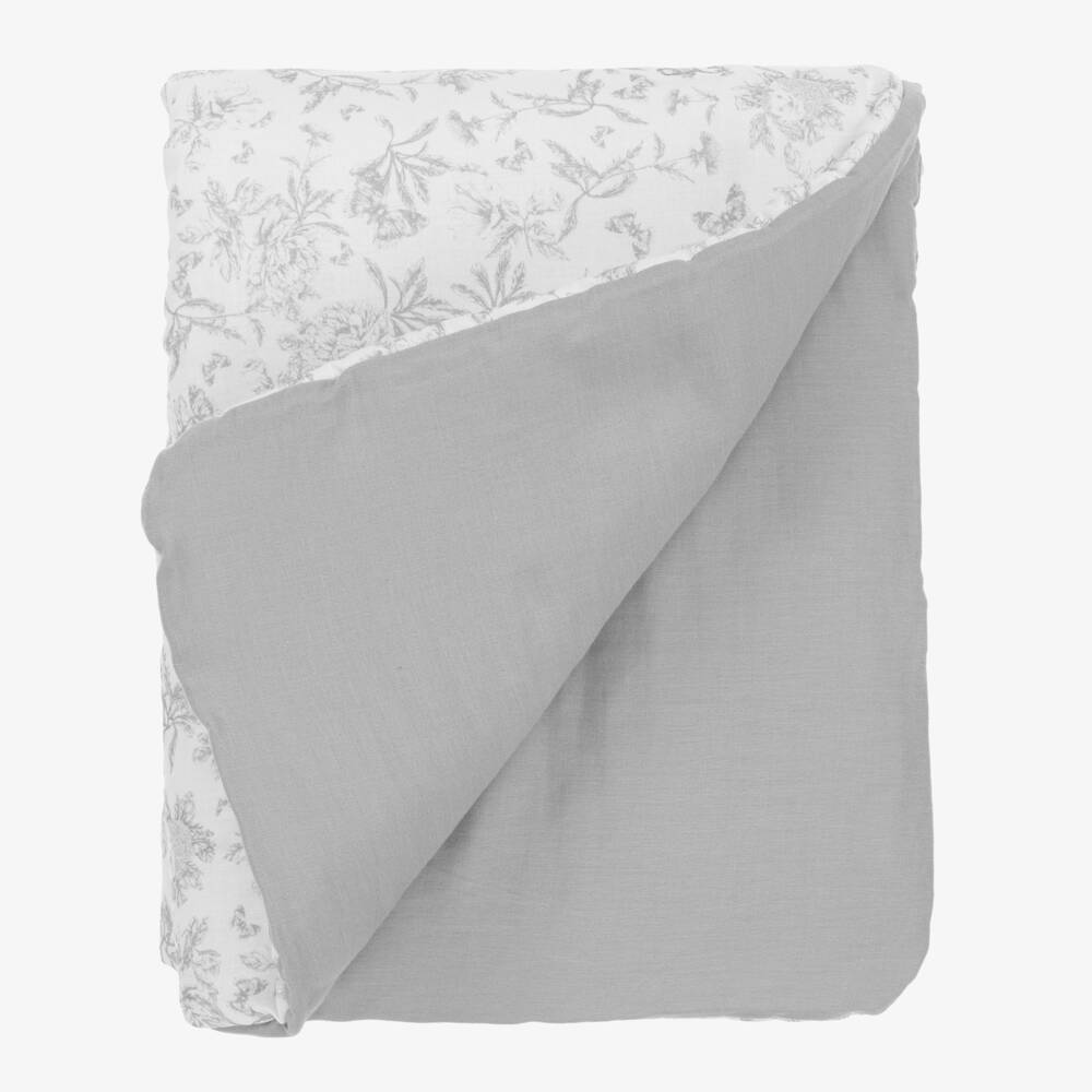 Tartine et Chocolat-Grey Toile De Jouy Print Blanket (95cm) | Childrensalon