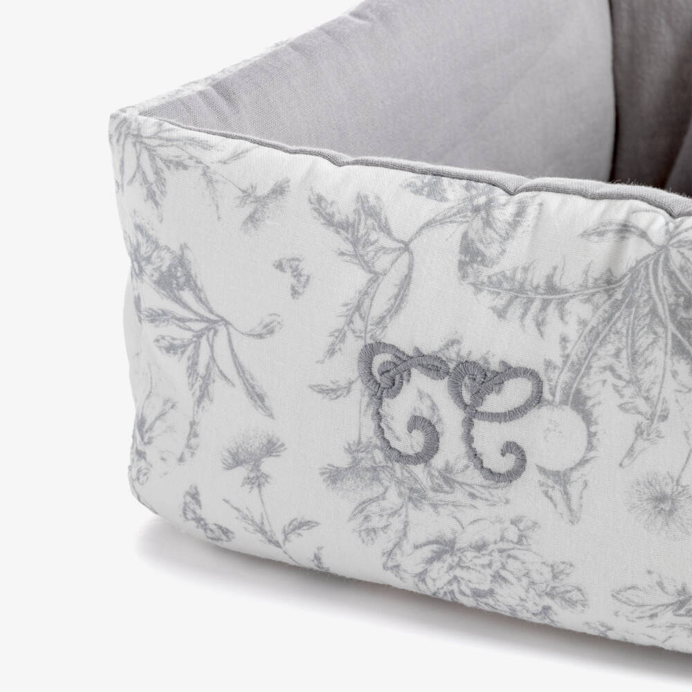 Tartine et Chocolat-Grey Toile De Jouy Print Storage Basket (25cm) | Childrensalon