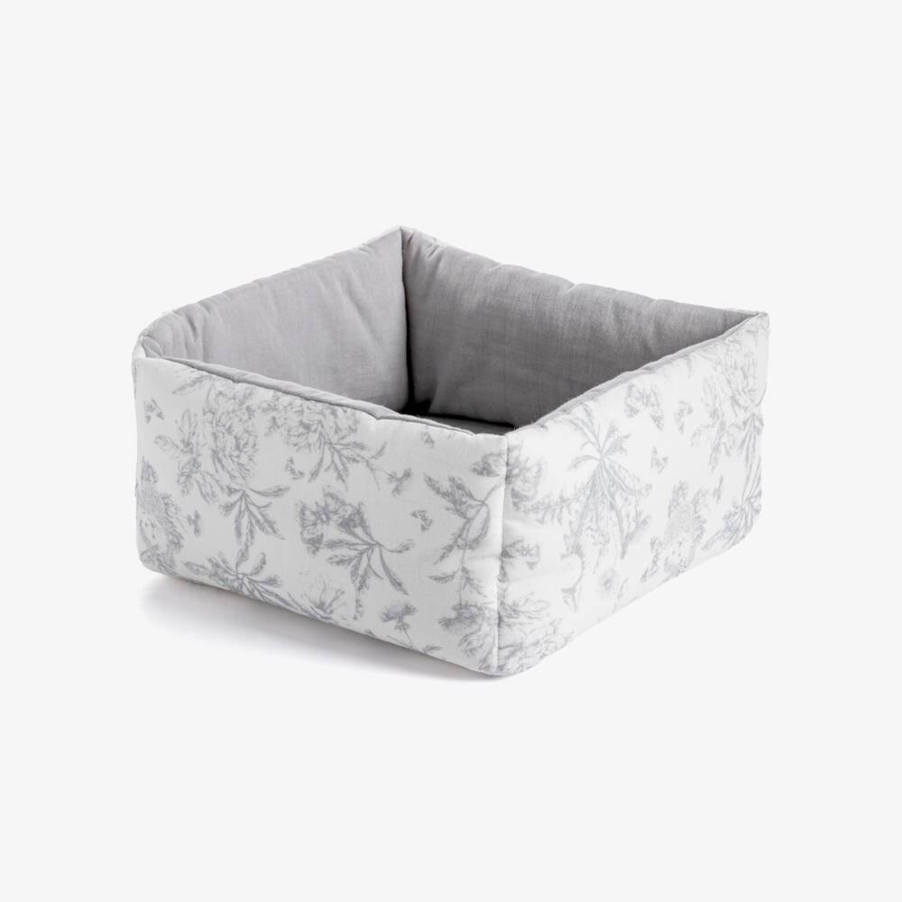 Tartine et Chocolat-Grey Toile De Jouy Print Storage Basket (25cm) | Childrensalon