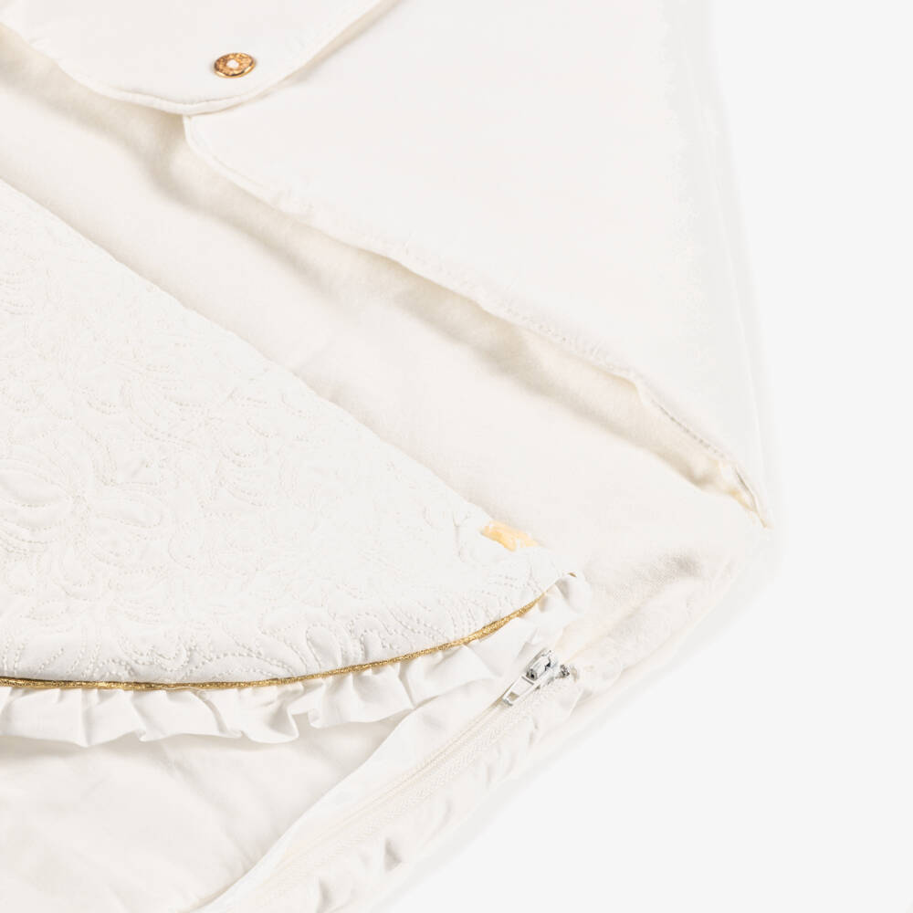 Tartine et Chocolat-Ivory Cotton Baby Nest with Gold Trim (80cm) | Childrensalon
