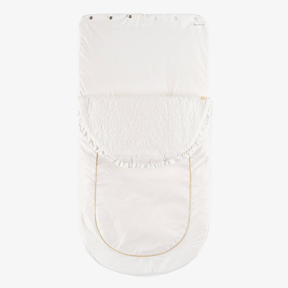 Tartine et Chocolat-Ivory Cotton Baby Nest with Gold Trim (80cm) | Childrensalon