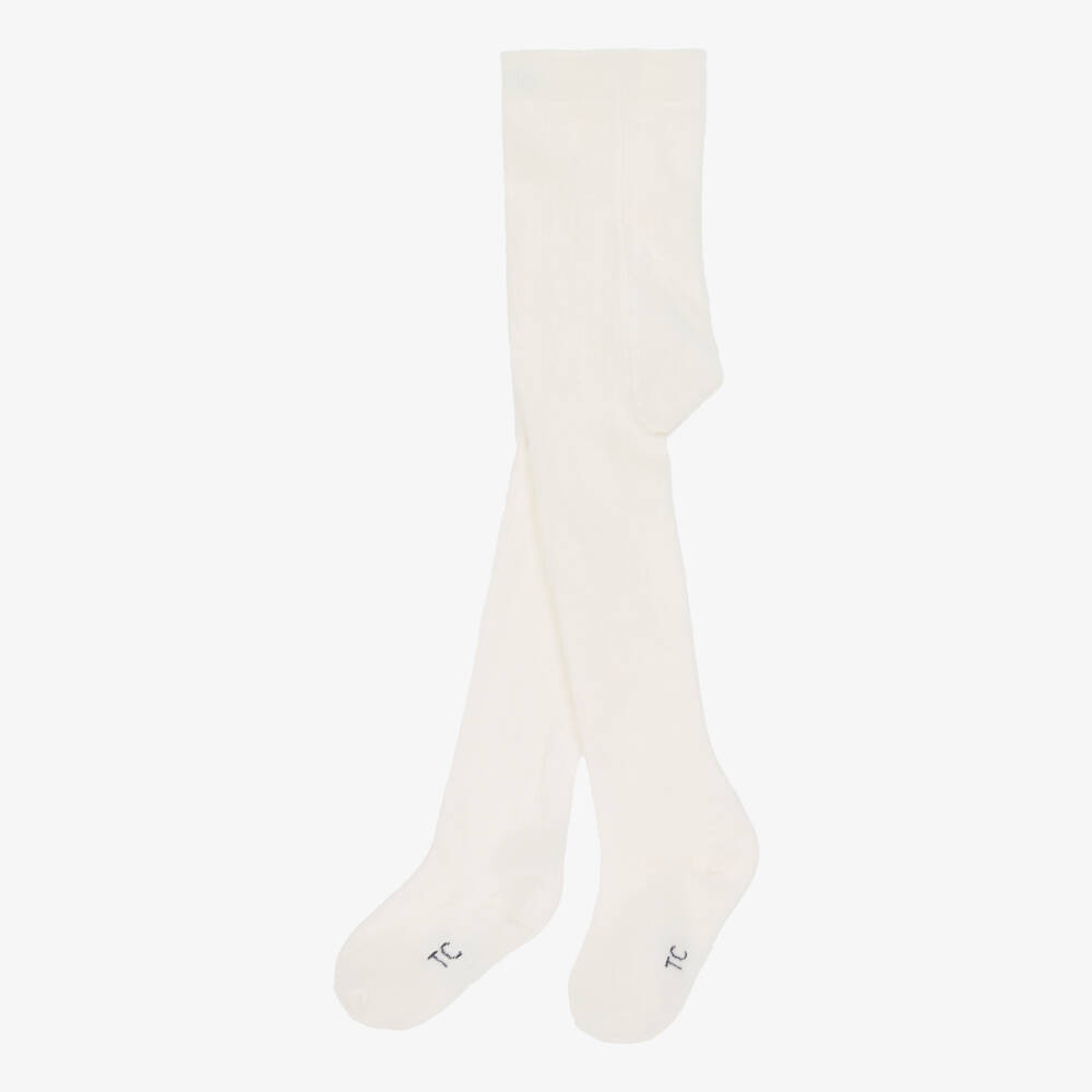 Tartine et Chocolat-Ivory Cotton Knit Tights | Childrensalon