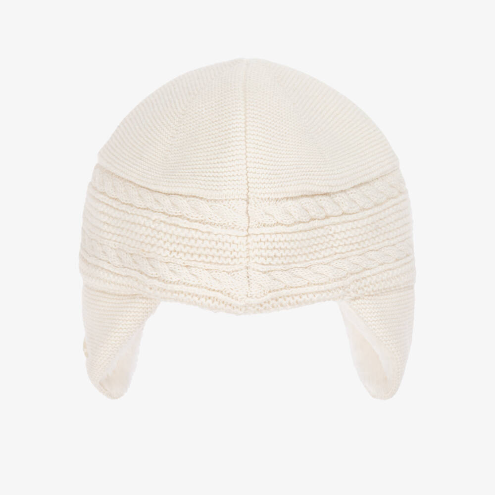 Tartine et Chocolat-Ivory Cotton, Wool & Cashmere Knitted Hat | Childrensalon
