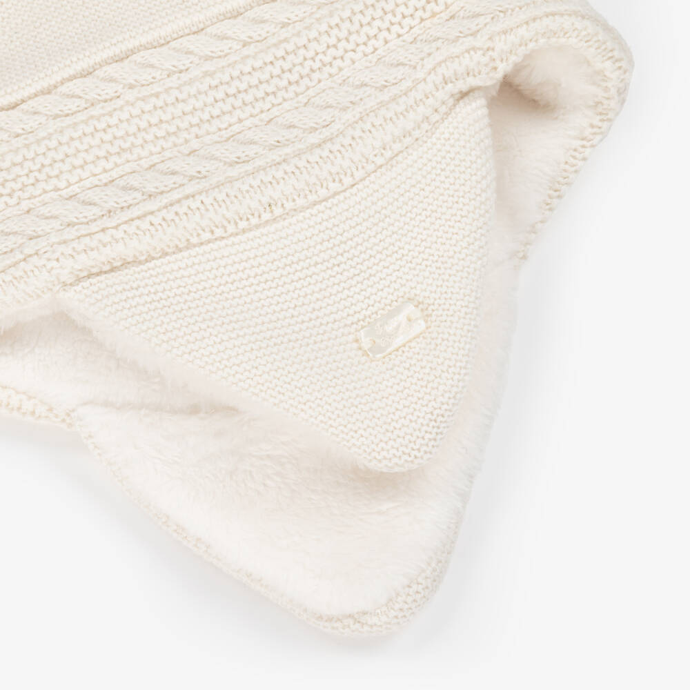 Tartine et Chocolat-Ivory Cotton, Wool & Cashmere Knitted Hat | Childrensalon