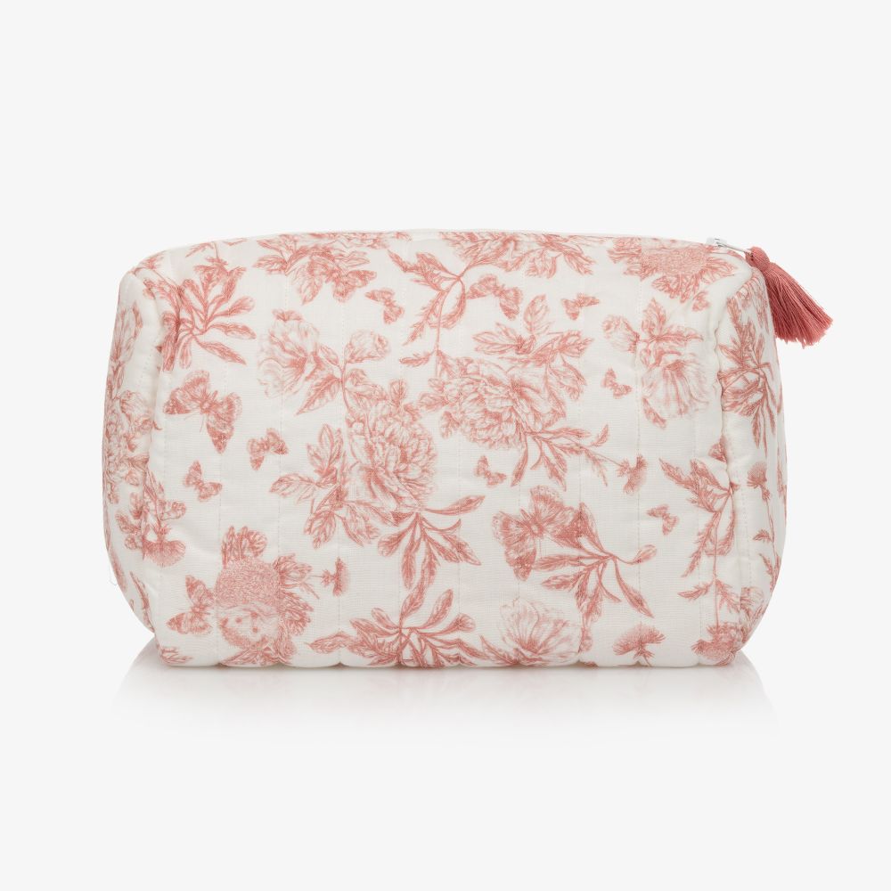 Tartine et Chocolat-حقيبة لمستلزمات الإستحمام قطن لون عاجي وزهري (25 سم) | Childrensalon