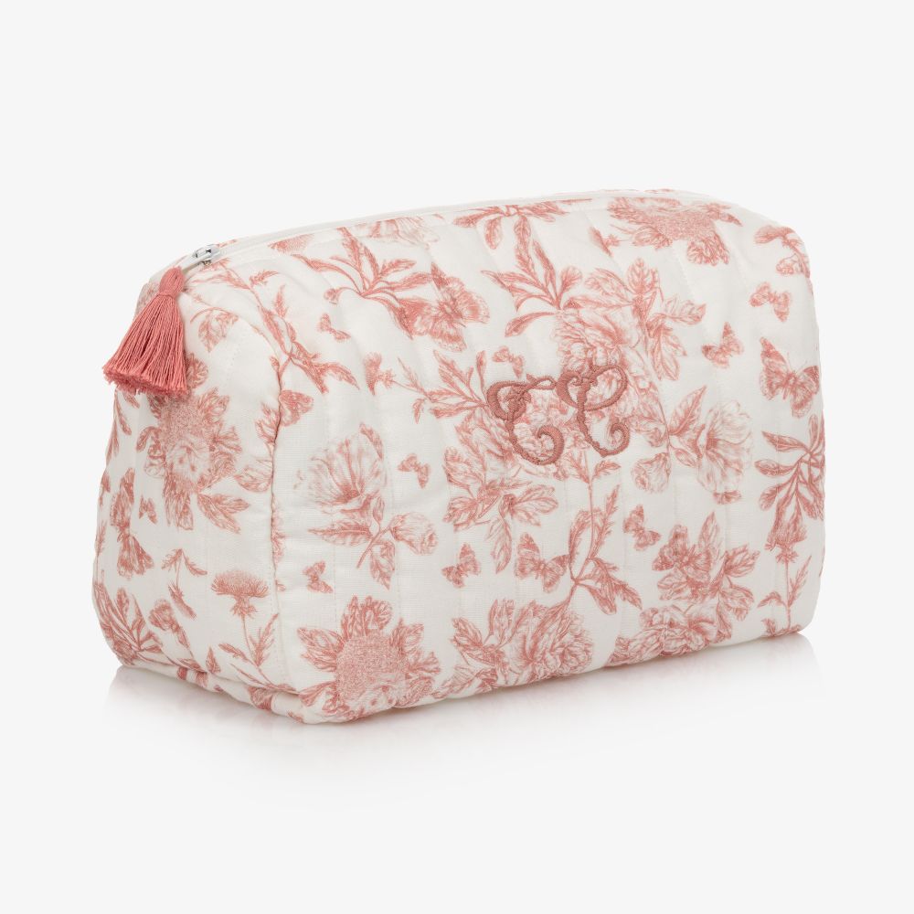 Tartine et Chocolat-حقيبة لمستلزمات الإستحمام قطن لون عاجي وزهري (25 سم) | Childrensalon