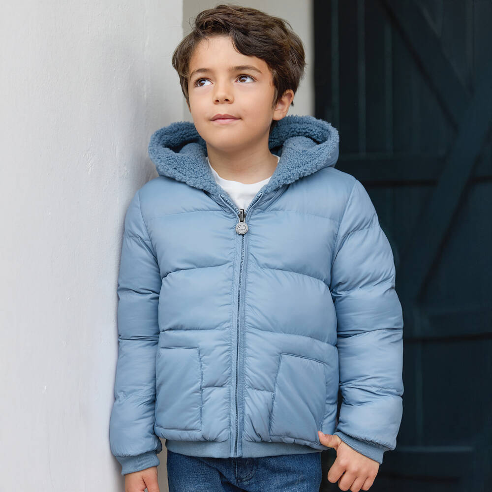 Tartine et Chocolat-جاكيت منفوخ بوجهين فليس لون أزرق للأولاد | Childrensalon