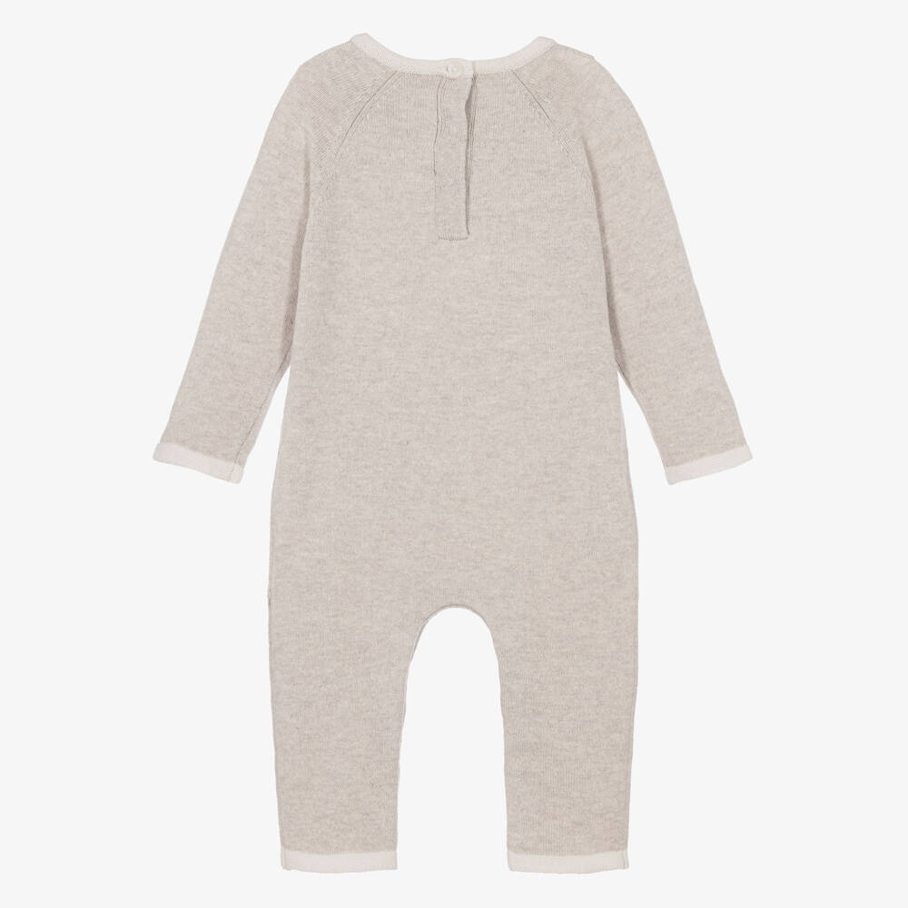 Tartine et Chocolat-Light Beige Cotton & Cashmere Knit Romper | Childrensalon
