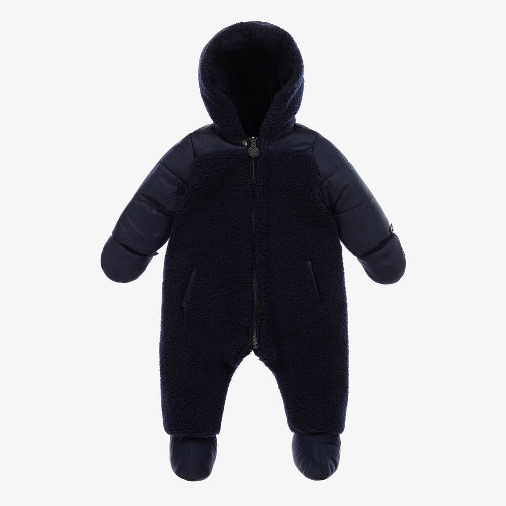 Tartine et Chocolat-Navy Blue Reversible Baby Snowsuit | Childrensalon
