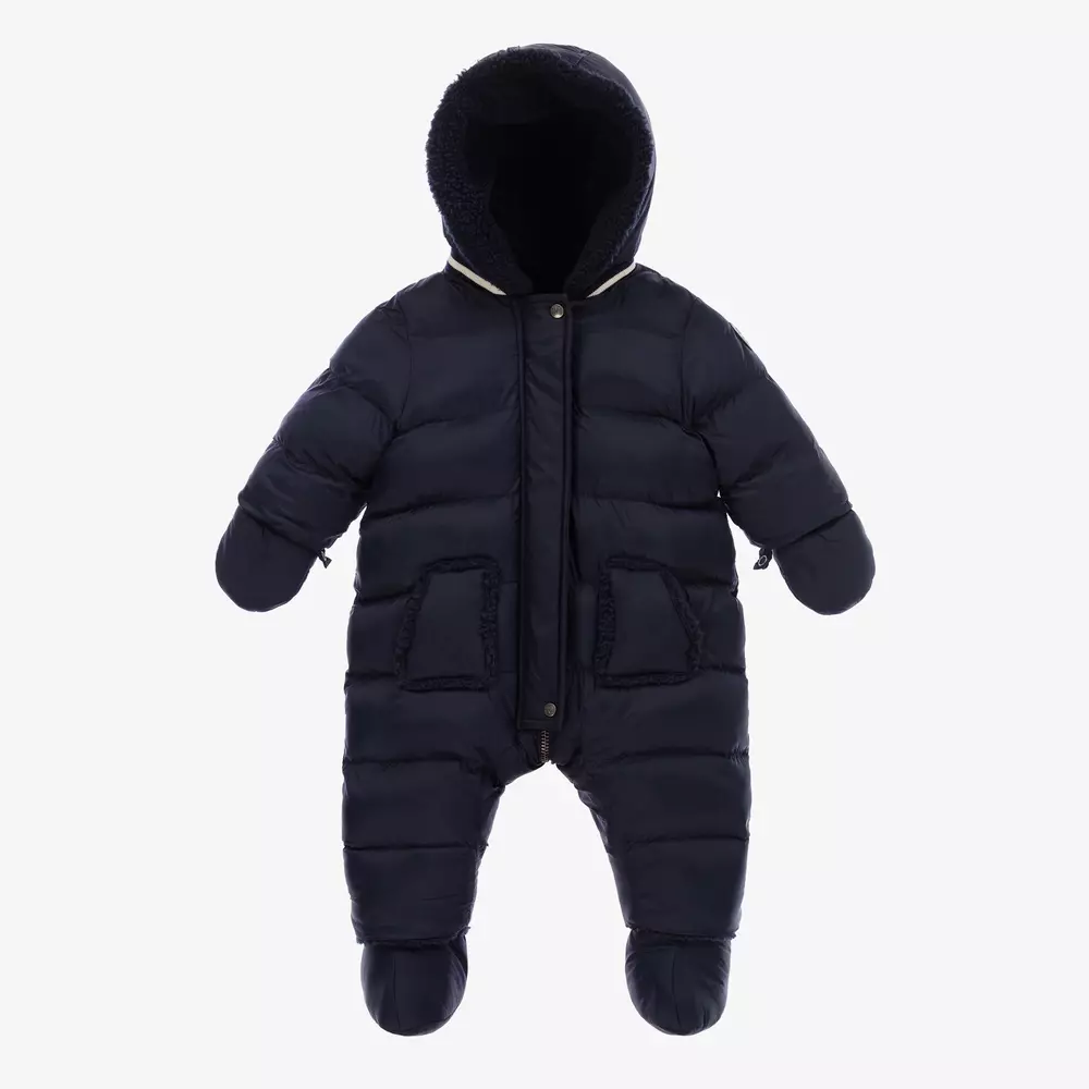 Tartine et Chocolat-Navy Blue Reversible Baby Snowsuit | Childrensalon