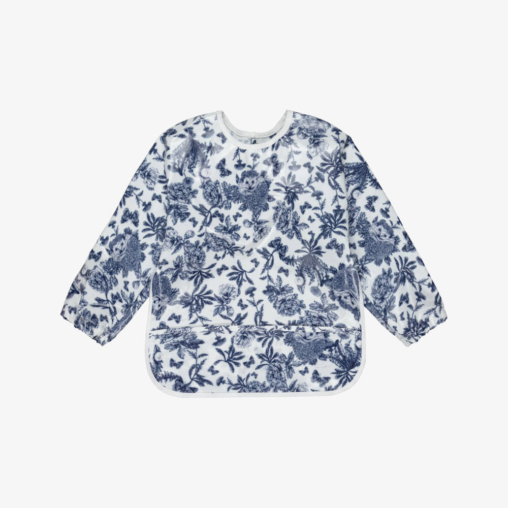 Tartine et Chocolat-Navy Blue Toile De Jouy Apron Bib | Childrensalon