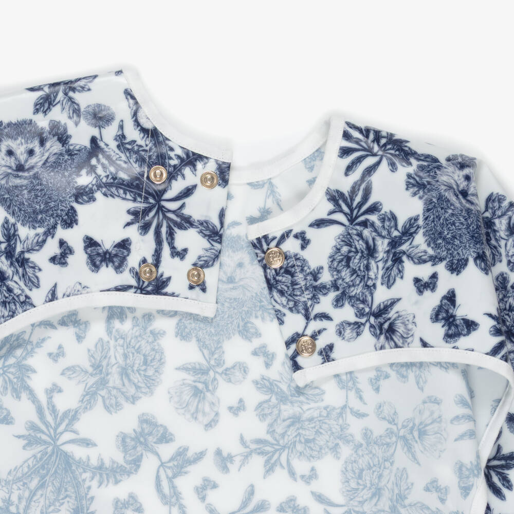 Tartine et Chocolat-Navy Blue Toile De Jouy Apron Bib | Childrensalon