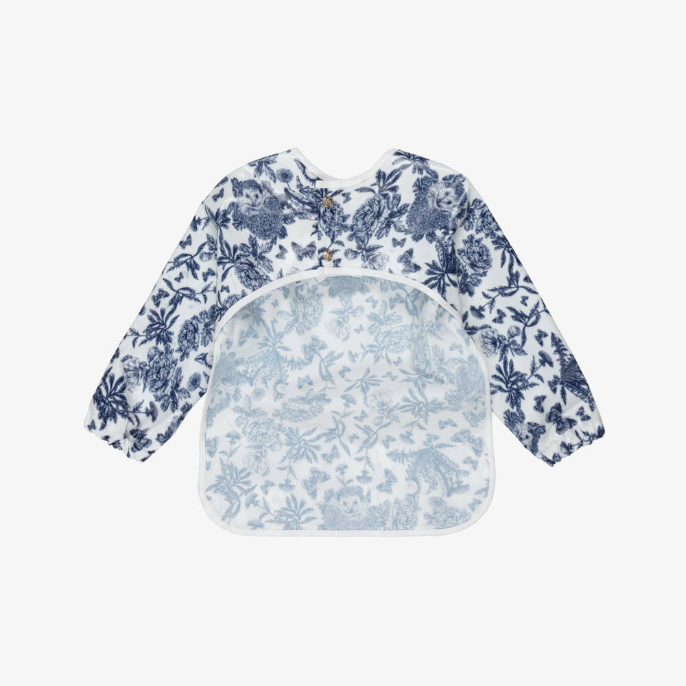 Tartine et Chocolat-Navy Blue Toile De Jouy Apron Bib | Childrensalon