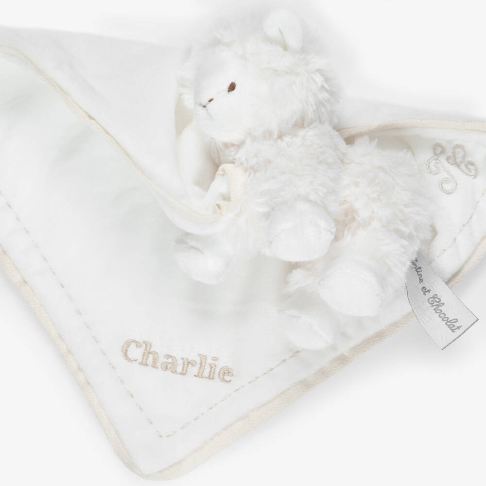 Tartine et Chocolat-Personalised Ivory Lamb Doudou (25cm) | Childrensalon