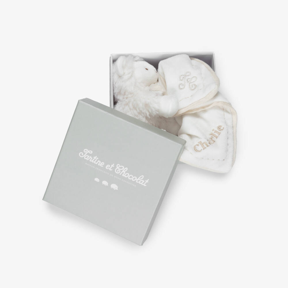 Tartine et Chocolat-Personalised Ivory Lamb Doudou (25cm) | Childrensalon