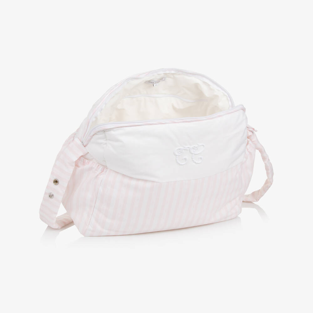 Tartine et Chocolat-حقيبة لمستلزمات الأطفال قطن لون زهري وابيض (37سم) | Childrensalon