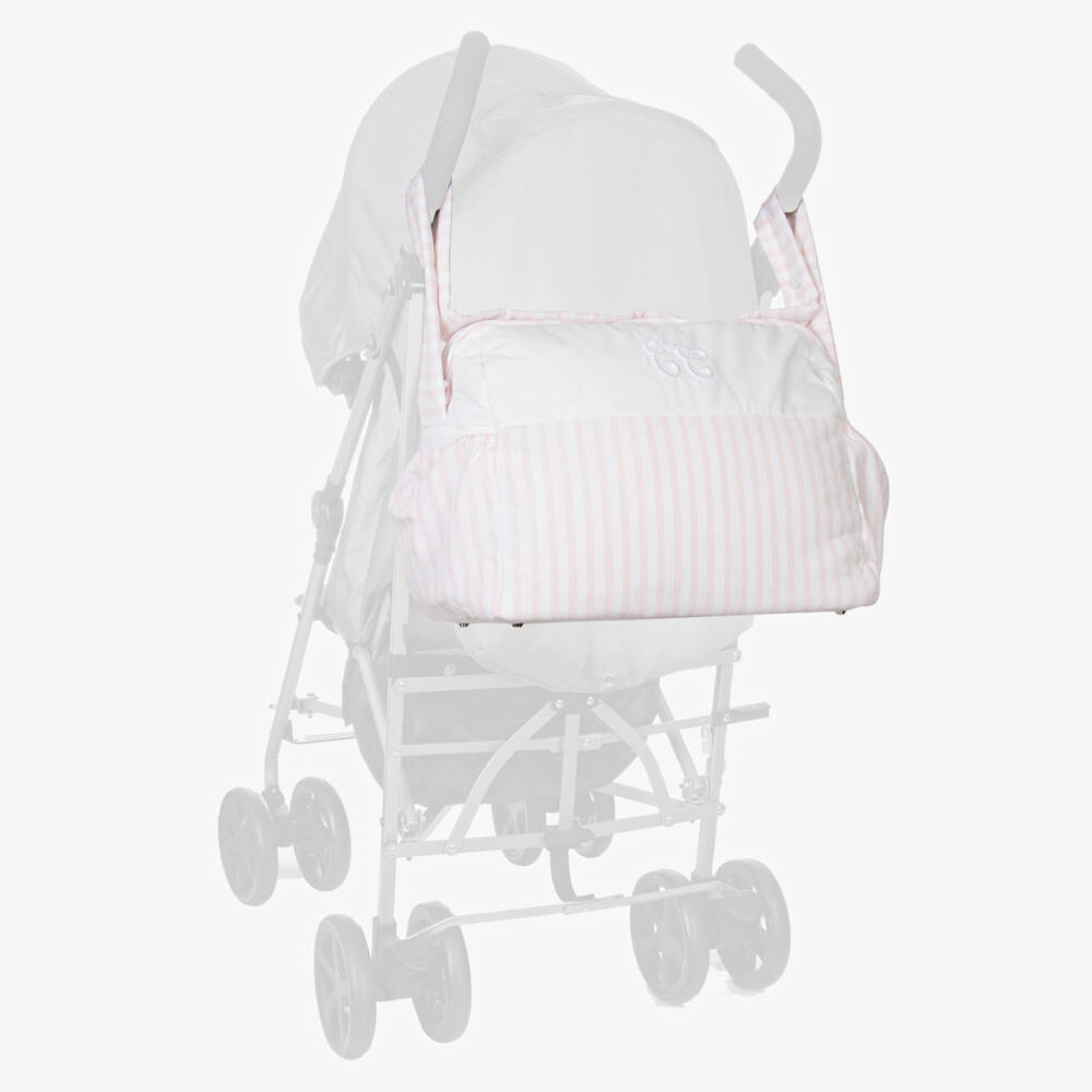 Tartine et Chocolat-حقيبة لمستلزمات الأطفال قطن لون زهري وابيض (37سم) | Childrensalon