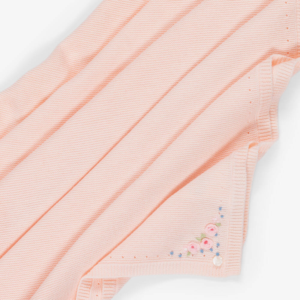 Tartine et Chocolat-بطانية محبوكة قطن لون زهري (90 سم) | Childrensalon