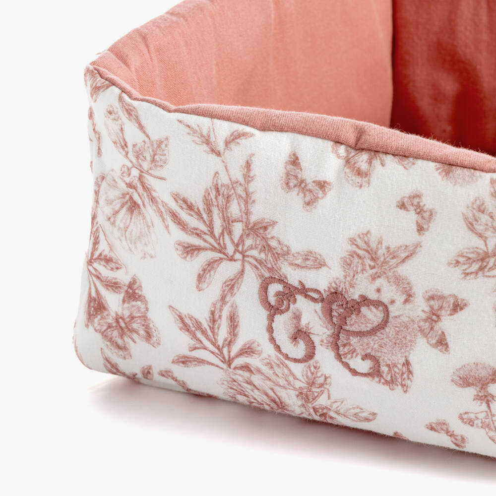 Tartine et Chocolat-Pink Toile De Jouy Print Storage Basket (25cm) | Childrensalon