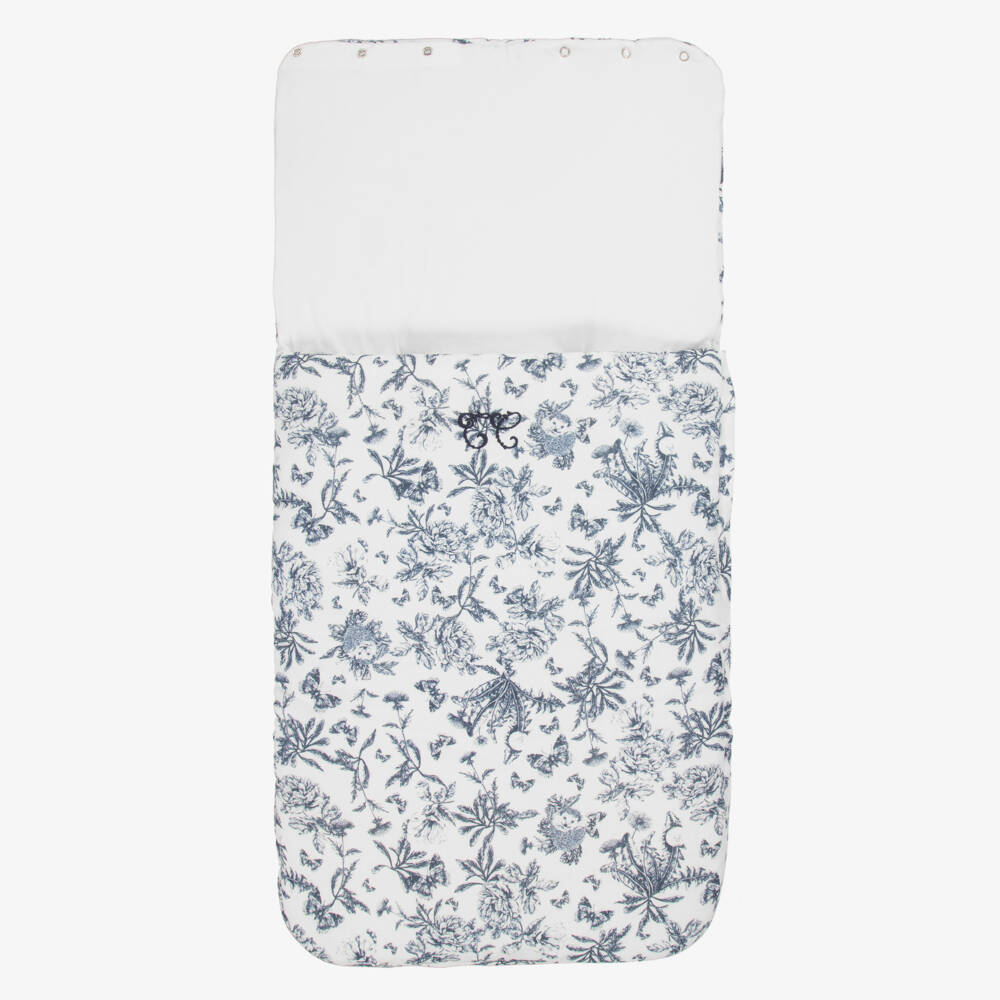 Tartine et Chocolat-White & Blue Toile De Jouy Cotton Nest (85cm) | Childrensalon