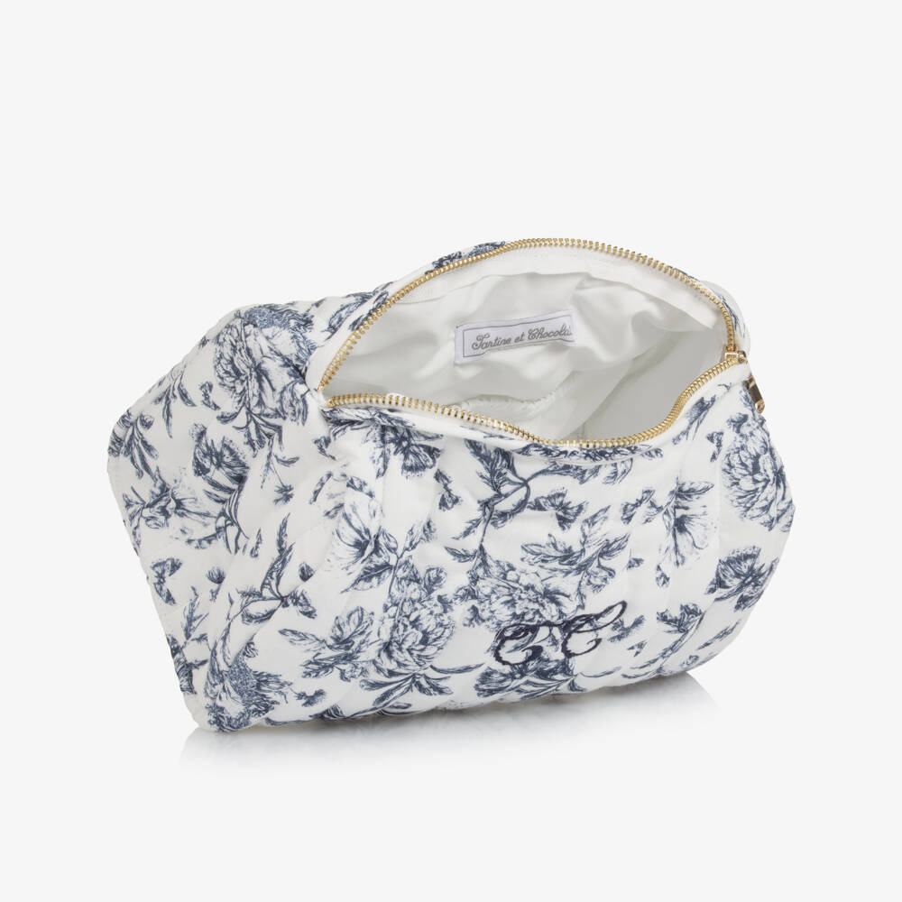Tartine et Chocolat-White & Blue Toile De Jouy Wash Bag (24cm) | Childrensalon