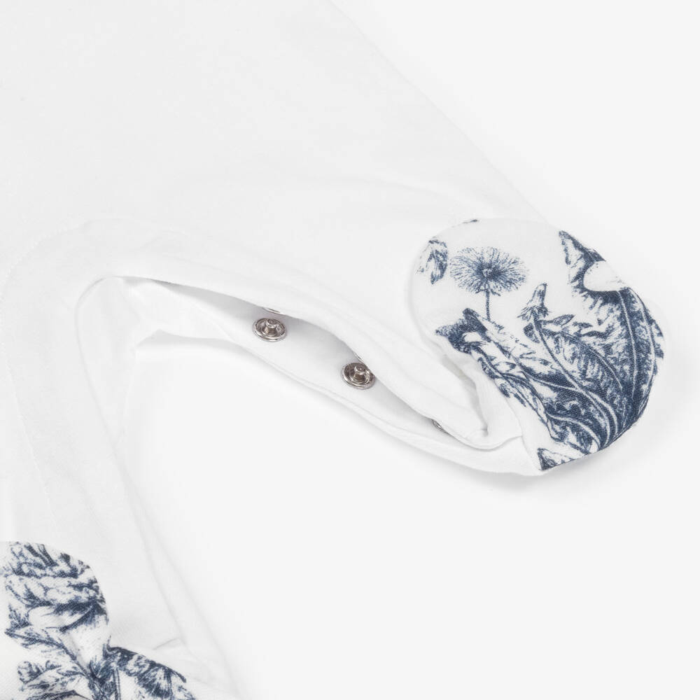 Tartine et Chocolat-White Cotton Babygrow & Soft Toy Gift Set | Childrensalon