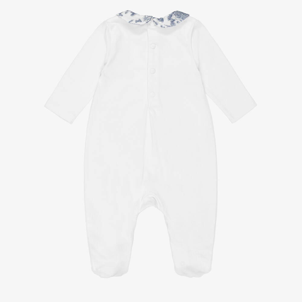 Tartine et Chocolat-White Cotton Babygrow & Soft Toy Gift Set | Childrensalon