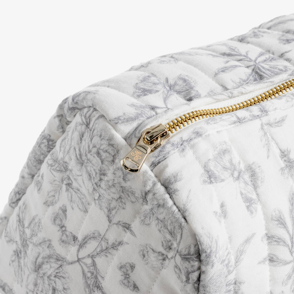 Tartine et Chocolat-White & Grey Toile De Jouy Wash Bag (24cm) | Childrensalon